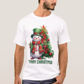 feestelijke kerst waterverf sneeuwpop tekst toevoe t-shirt (Voorkant)