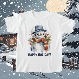 Feestelijke Kerst waterverf sneeuwpop tekst toevoe T-shirt