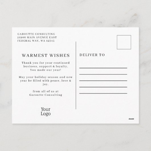 Feestelijke Kerst Waterverf Storefront Business Feestdagenkaart (Achterkant)