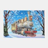 Feestelijke Kerst waterverf trein Deurmat (Voorkant)