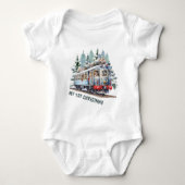 feestelijke kerst waterverf trolley boys romper (Voorkant)