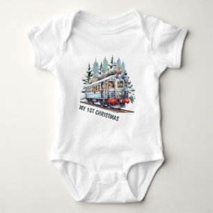 feestelijke kerst waterverf trolley boys romper
