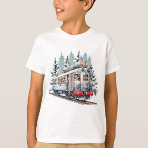feestelijke kerst waterverf trolley t-shirt