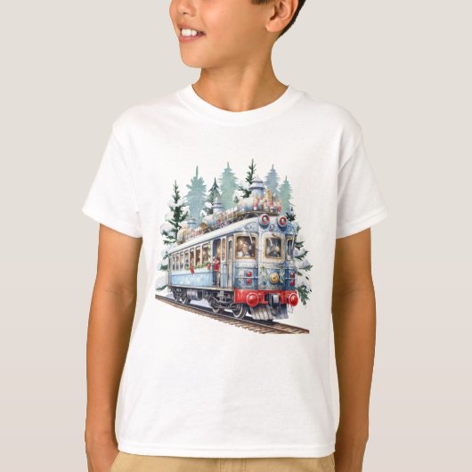feestelijke kerst waterverf trolley t-shirt (Voorkant)