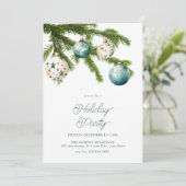 Feestelijke Kerst Waterverf Vakantie Party Kaart (Staand voorkant)