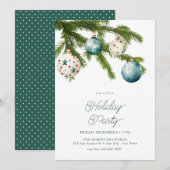 Feestelijke Kerst Waterverf Vakantie Party Kaart (Voorkant / Achterkant)