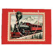 Feestelijke Kerst waterverf Vakantietrein Groot Cadeauzakje (Achterkant)