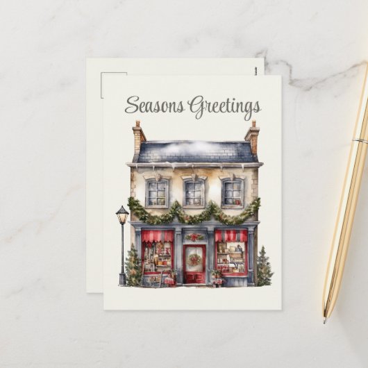 Feestelijke Kerst waterverf zakelijke vakantie Feestdagenkaart (Voorkant / Achterkant in situ)