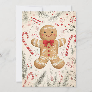 Feestelijke Kerst Wenskaart Gingerbread Man Feestdagenkaart