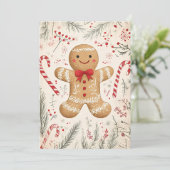 Feestelijke Kerst Wenskaart Gingerbread Man Feestdagenkaart (Staand voorkant)