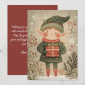 Feestelijke Kerst Wenskaart Kerst Gnoom Feestdagenkaart (Voorkant / Achterkant)