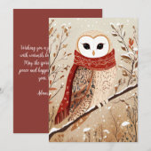 Feestelijke kerst Wenskaart kerst uil Feestdagenkaart (Voorkant / Achterkant)