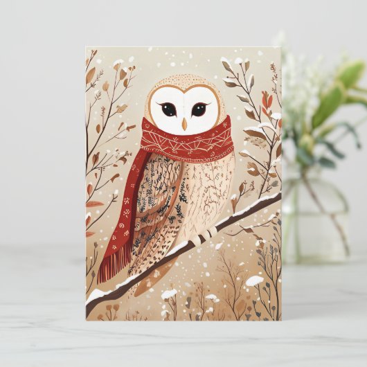 Feestelijke kerst Wenskaart kerst uil Feestdagenkaart (Staand voorkant)