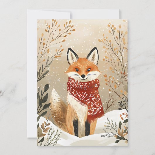 Feestelijke kerst Wenskaart kerst vos Feestdagenkaart (Voorkant)