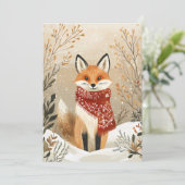 Feestelijke kerst Wenskaart kerst vos Feestdagenkaart (Staand voorkant)