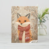 Feestelijke kerst Wenskaart kerst vos Feestdagenkaart (Staand voorkant)