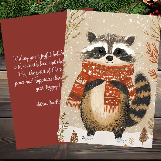 Feestelijke kerst Wenskaart Racoon Feestdagenkaart