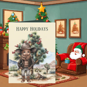 Feestelijke Kerst Western Cowboy tekst toevoegen Feestdagen Kaart