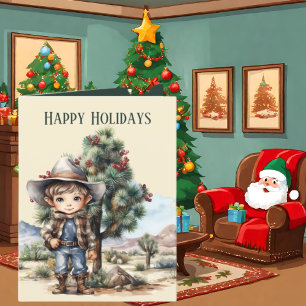 Feestelijke Kerst Western Cowboy tekst toevoegen Feestdagen Kaart
