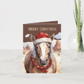 Feestelijke Kerst Western paard tekst toevoegen Feestdagen Kaart (Voorkant)