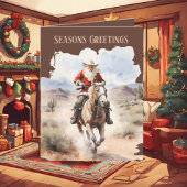 Feestelijke Kerst Western Santa tekst toevoegen Feestdagen Kaart