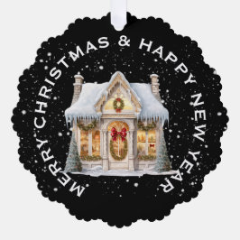 FEestelijke KERST WINKELGEVEL, GEpersonaliseerd Ornament Kaart