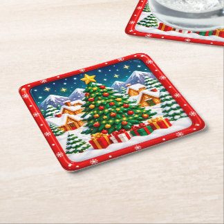 Feestelijke Kerst Winter Wonderland Kartonnen Onderzetters