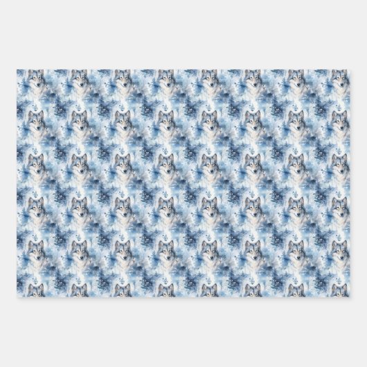 Feestelijke Kerst wolf betegeld patroon Inpakpapier Vel (Voorkant 3)
