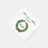 Feestelijke Kerst Xmas Hulst Krans Monogram Servetten (Hoek)