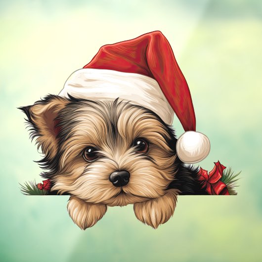 Feestelijke kerst Yorkshire Terrier Raamsticker (Vel 3)
