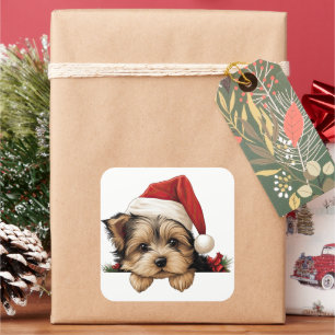 Feestelijke kerst Yorkshire Terrier Vierkante Sticker