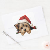 Feestelijke kerst Yorkshire Terrier Vierkante Sticker (Envelop)
