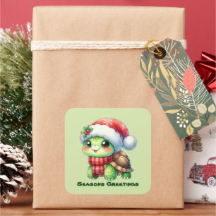 Feestelijke Kerst zee schildpad tekst toevoegen Vierkante Sticker