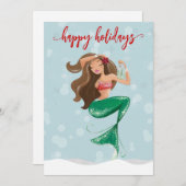 Feestelijke Kerst Zeemeermin Feestdagenkaart (Voorkant / Achterkant)