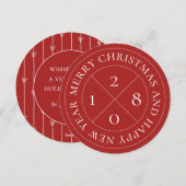 Feestelijke Kerst Zegel Plat Ronde Kaart (Voorkant / Achterkant)