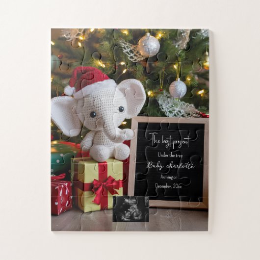 Feestelijke kerst zwangerschapsaankondiging legpuzzel (Verticaal)