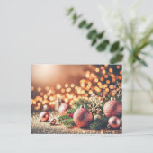 Feestelijke kerstachtergrond met Ornamenten Briefkaart (Staand voorkant)