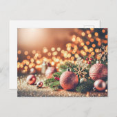 Feestelijke kerstachtergrond met Ornamenten Briefkaart (Voorkant / Achterkant)