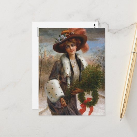 feestelijke kerstavond briefkaart (Voorkant / Achterkant in situ)