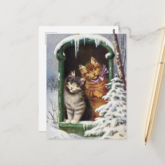 feestelijke kerstavond briefkaart (Voorkant / Achterkant in situ)