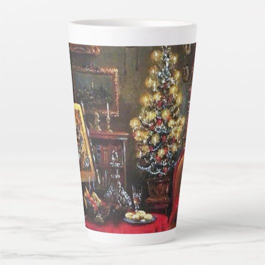 feestelijke kerstavond feestdag latte mok (Voorkant)