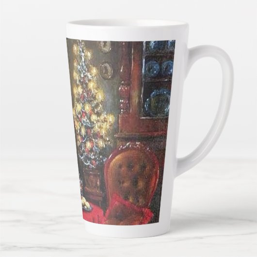 feestelijke kerstavond feestdag latte mok (Rechts)