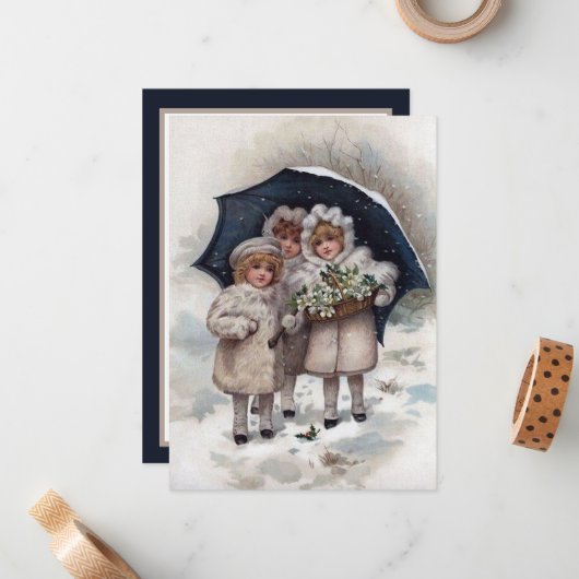 feestelijke kerstavond notitiekaartje (Voorkant / Achterkant in situ)