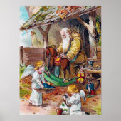 feestelijke kerstavond Santa Angels Poster (Voorkant)