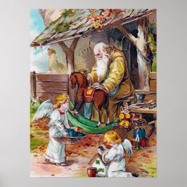 feestelijke kerstavond Santa Angels Poster