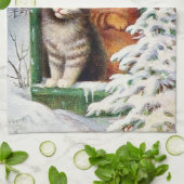 feestelijke kerstavond theedoek (Gevouwen)