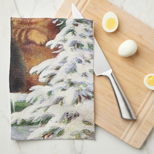 feestelijke kerstavond theedoek (Quarter Fold)