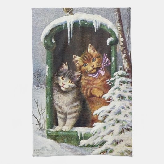 feestelijke kerstavond theedoek (Verticaal)