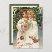 feestelijke kerstavond , weinige meiden , zeggen n notitiekaartje (Voorkant / Achterkant)