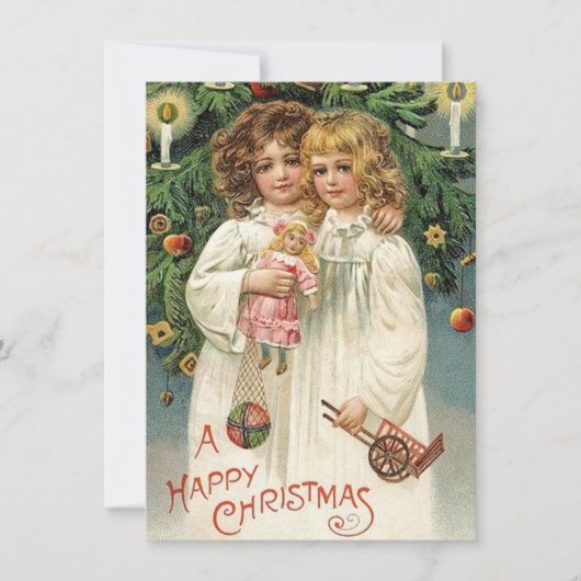 feestelijke kerstavond , weinige meiden , zeggen n notitiekaartje (Voorkant)